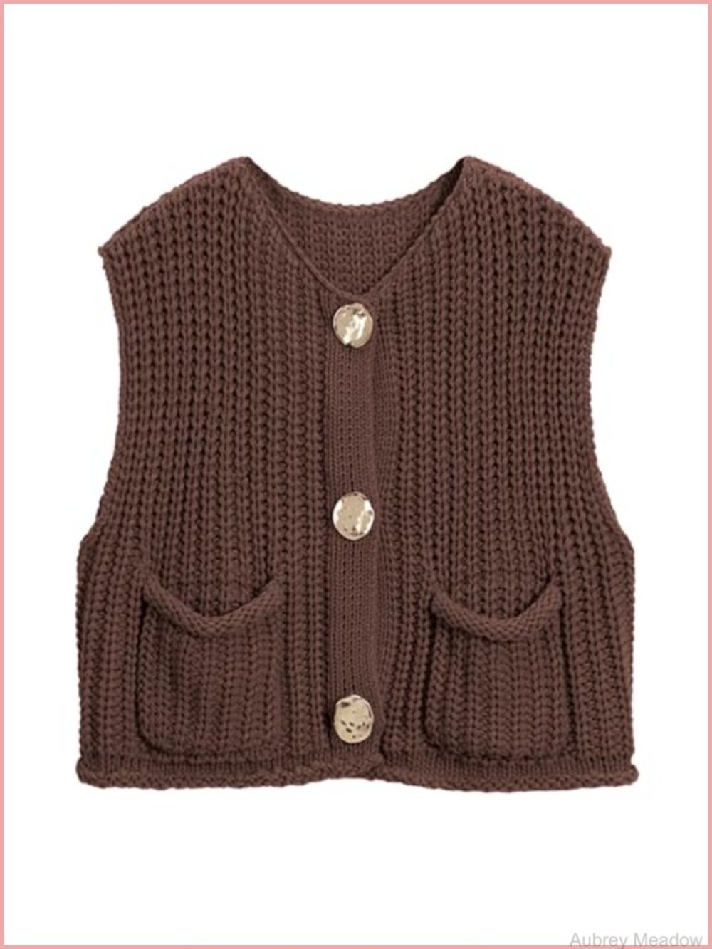 Crochet Sweater Vest Women's Button Down Knit Vest Tops Sleeveless Cardigan